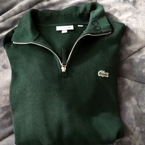 Lacoste quarter zip pullover. Forest green. Size XXL Gently worn.